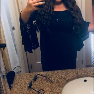 Off the shoulder bell sleeved dress